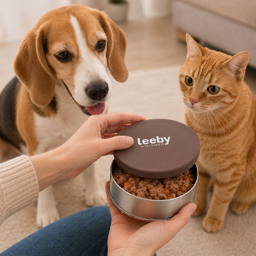 Leeby Tapa Comedero Marr&oacute;n para perros y gatos, , large Imagen numero 1