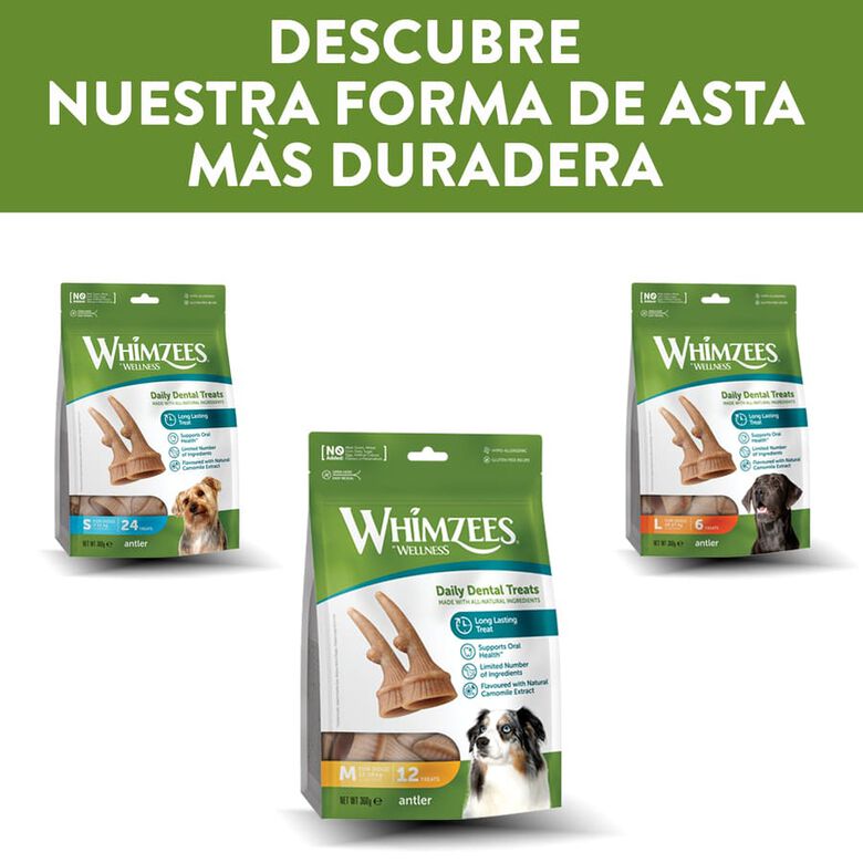 Whimzees Snacks Dentales Astas para perros medianos thumbnail