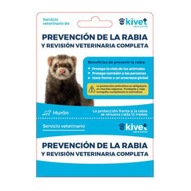 Tarjeta de prevenci&oacute;n de la rabia + revisi&oacute;n veterinaria completa para hurones