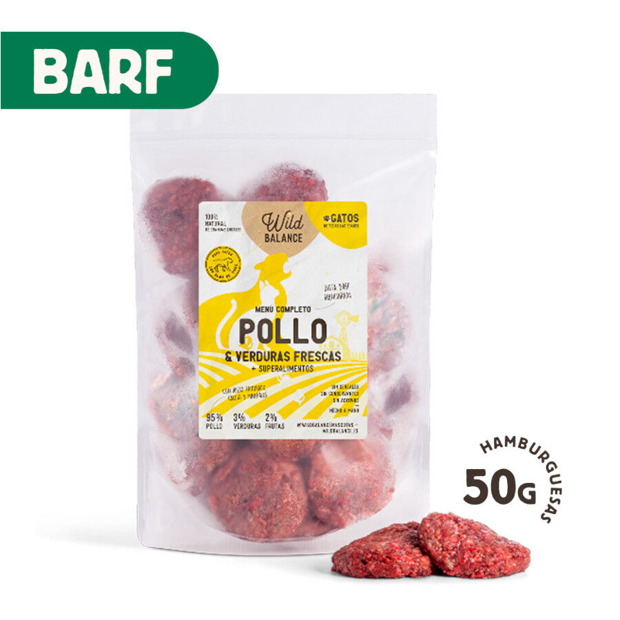 Wild Balance Menú Barf pollo con verduras comida congelada para gatos thumbnail