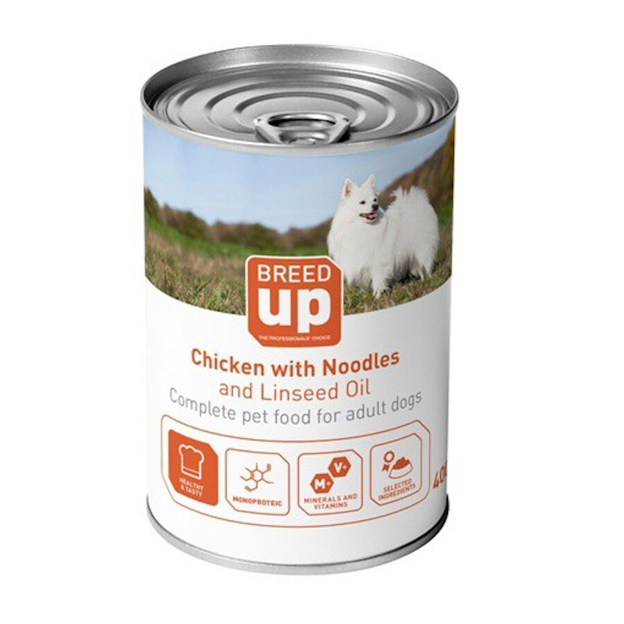 400 g Breed Up Adult Pollo con Fideos lata para perros, , large Imagen numero 1