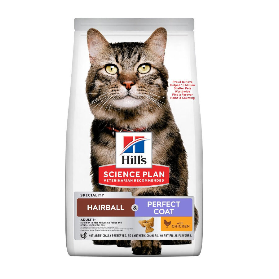 Hill&#039;s Science Plan Adult Hairball y Perfect Coat Pollo pienso para gatos thumbnail