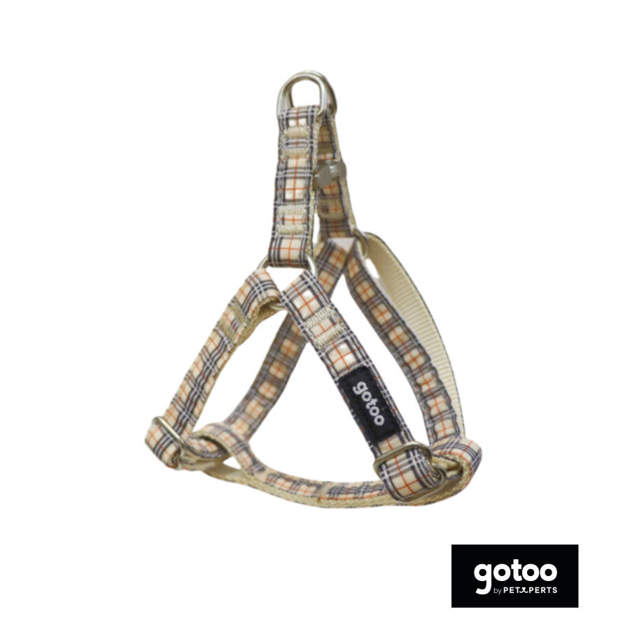 Gotoo Arnés estampado tartán marrón para perros thumbnail