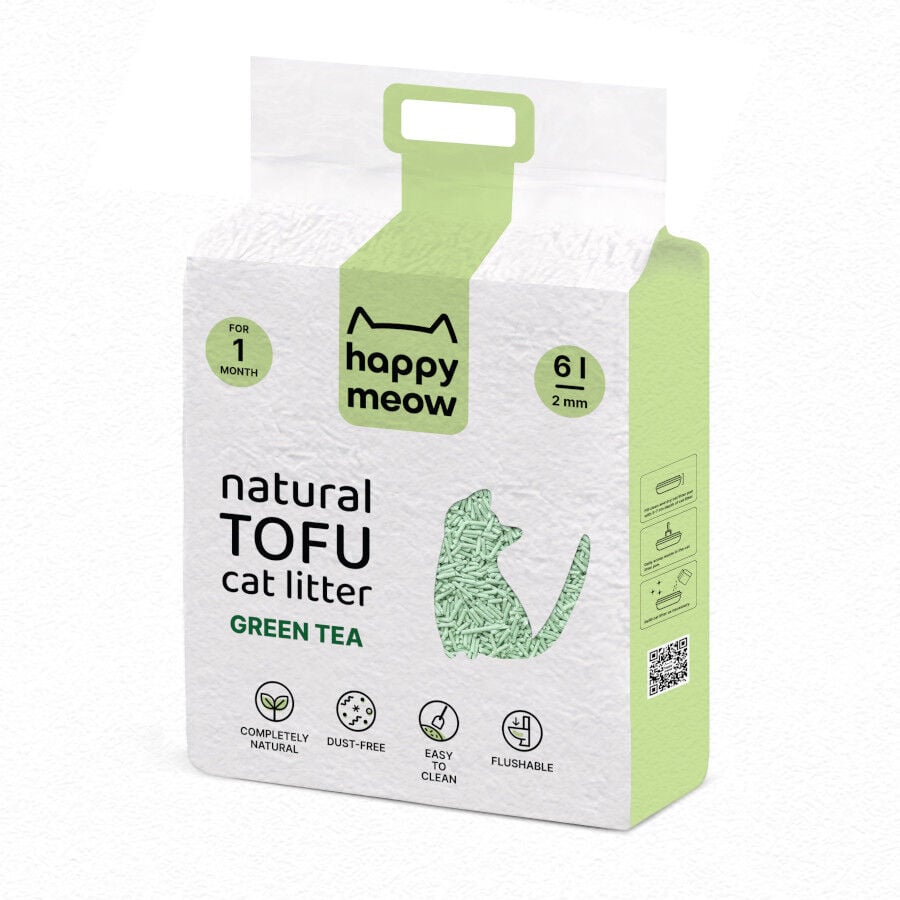 6 L Happy Meow Natural Tofu Aglomerante Te Verde para gatos, , large Imagen numero 2
