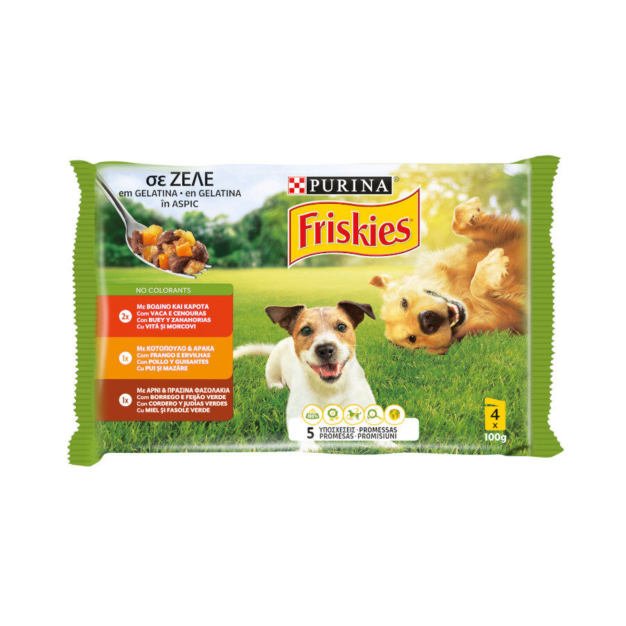 4 sobres x 100 g Friskies Adult Pollo y Cordero en Gelatina sobre para perros, , large Imagen numero 1