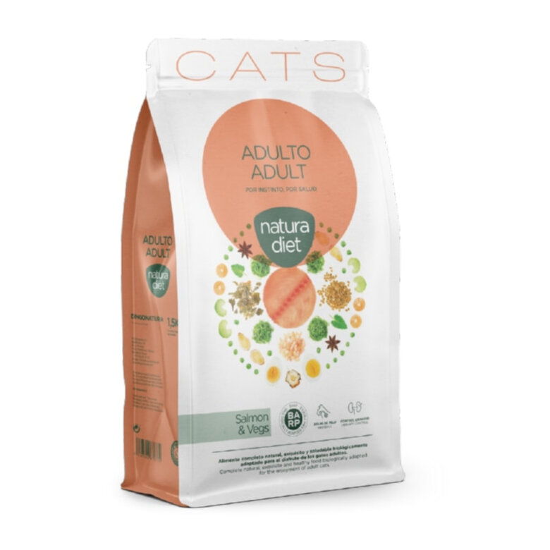 Natura Diet Adult Salmón y Vegetales pienso para gatos, , large image number null