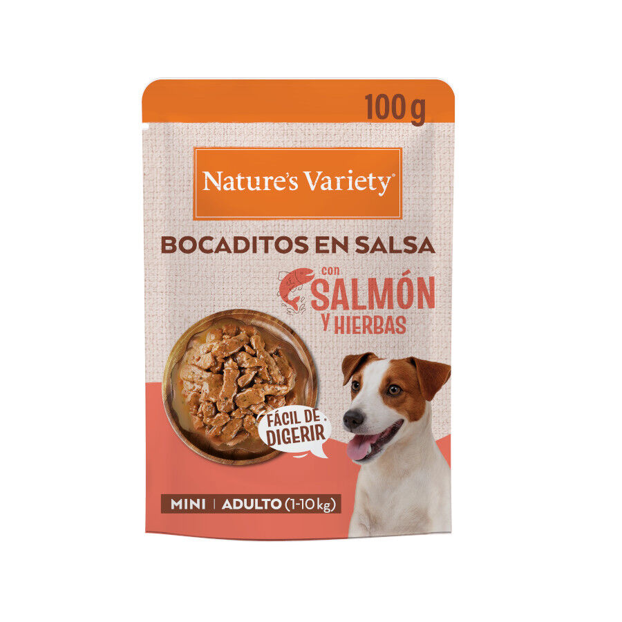 100 gr Nature's Variety Bocaditos Salm&oacute;n Sobre en Salsa para perros adultos mini, , large Imagen numero 1