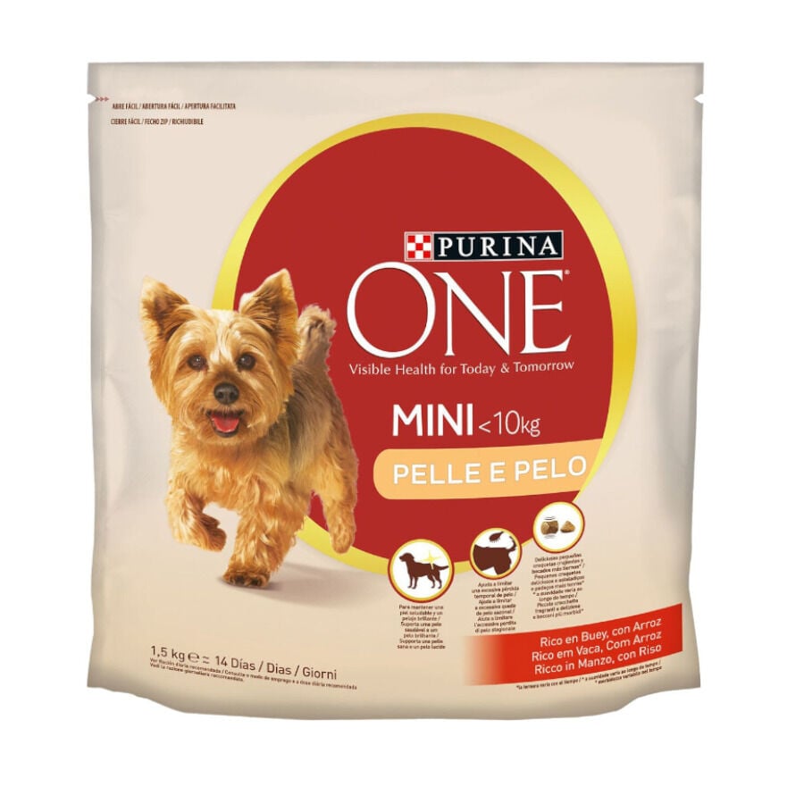 1.5 kg Purina One Mini Piel y Pelaje de Buey y Arroz pienso para perros, , large Imagen numero 3