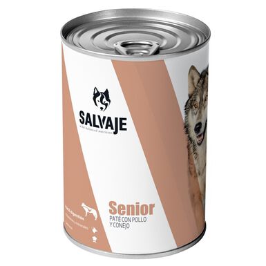 Salvaje Senior Pollo y Conejo en paté lata para perros 