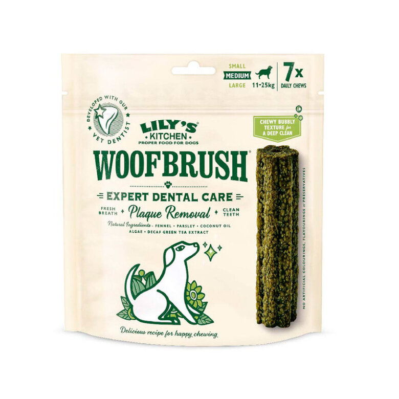7 barritas Lily's Kitchen Snacks Dentales Woofbrush Medium para perros,  Imagen numero 1 7 barritas Lily's Kitchen Snacks Dentales Woofbrush Medium para perros, , large Imagen numero 1
