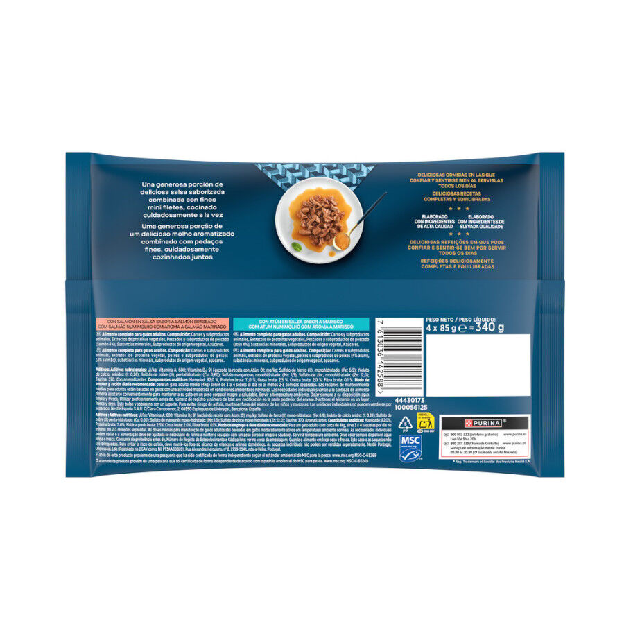 4 sobres x 85 g Gourmet Perle Filetes de Salm&oacute;n y At&uacute;n en salsa sobre para gatos, , large Imagen numero 6