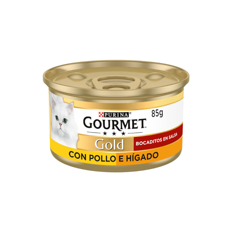 85 g Gourmet Gold Pollo e H&iacute;gado en salsa lata para gatos, , large Imagen numero 1