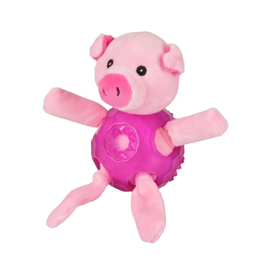 Flamingo Bellies Cerdo de peluche rosa con pelota para perros, , large Imagen numero 1