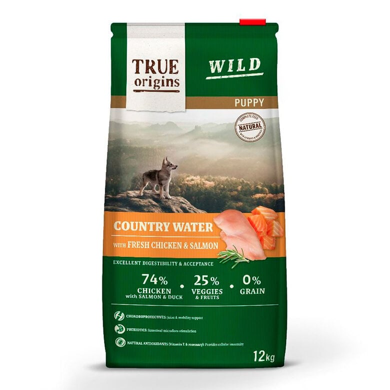 12 kg True Origins Wild Puppy Country Water Pollo y Salmón pienso,  Imagen numero 1 12 kg True Origins Wild Puppy Country Water Pollo y Salmón pienso, , large Imagen numero 1