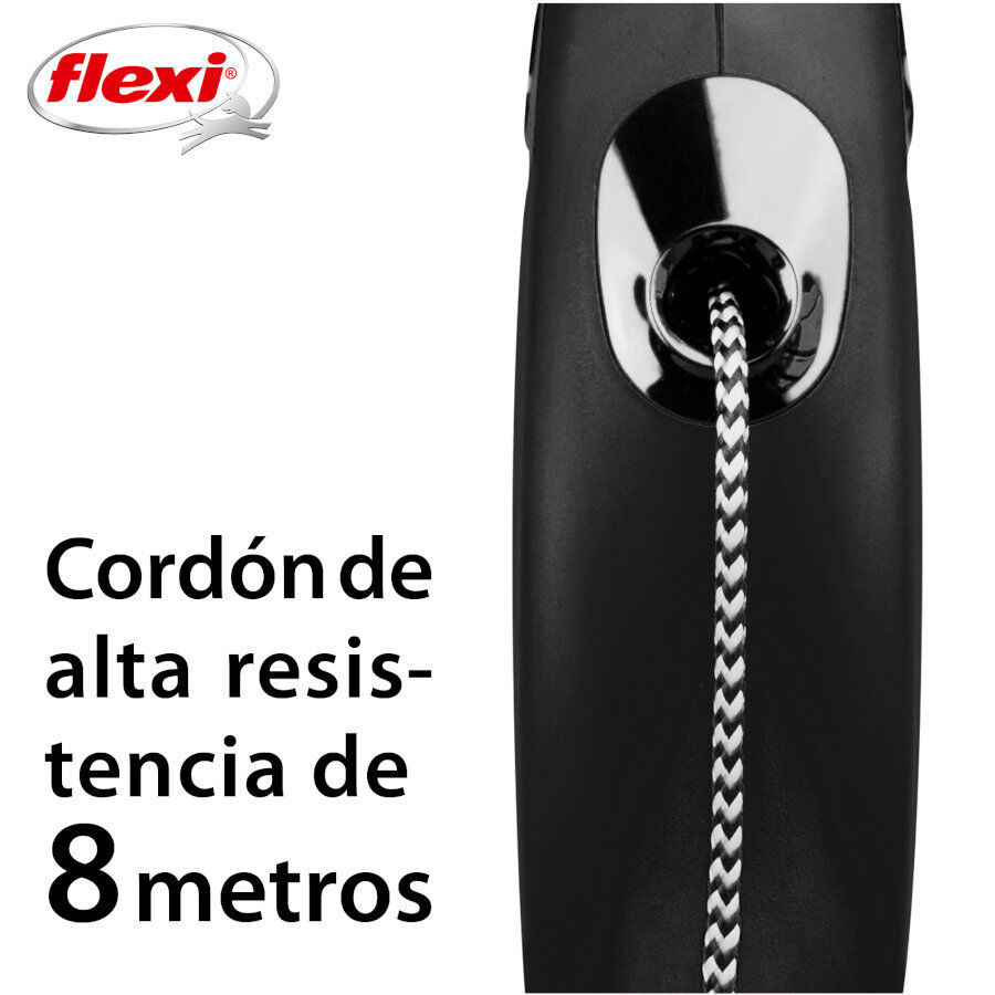 Flexi New Classic Correa de Cordón Extensible Negra para perros thumbnail