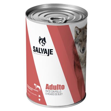 Salvaje Adulto Pollo e Hígado de Buey en Paté lata para perros