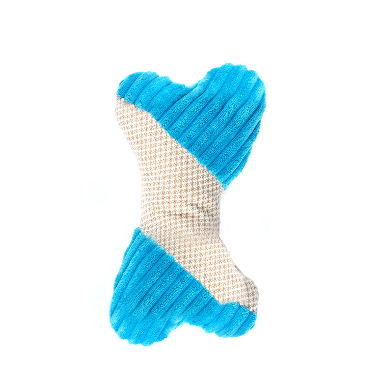 Juguete de peluche para perro Plush Premium Bone Blue de Play & Bite image number null