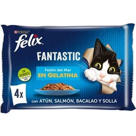 Felix Fantastic Festín del Mar sobres en gelatina para gatos 