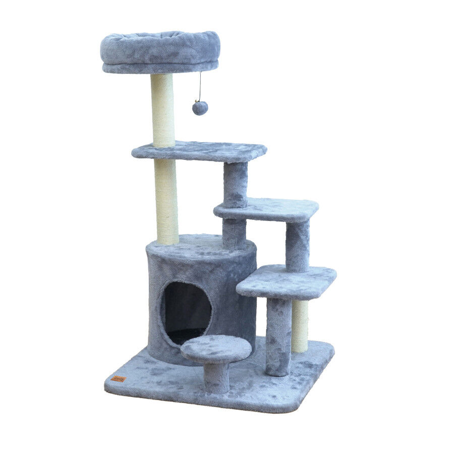 Leeby Eduardo torre rascador multiplataforma con cama nido y juguete para gatos thumbnail