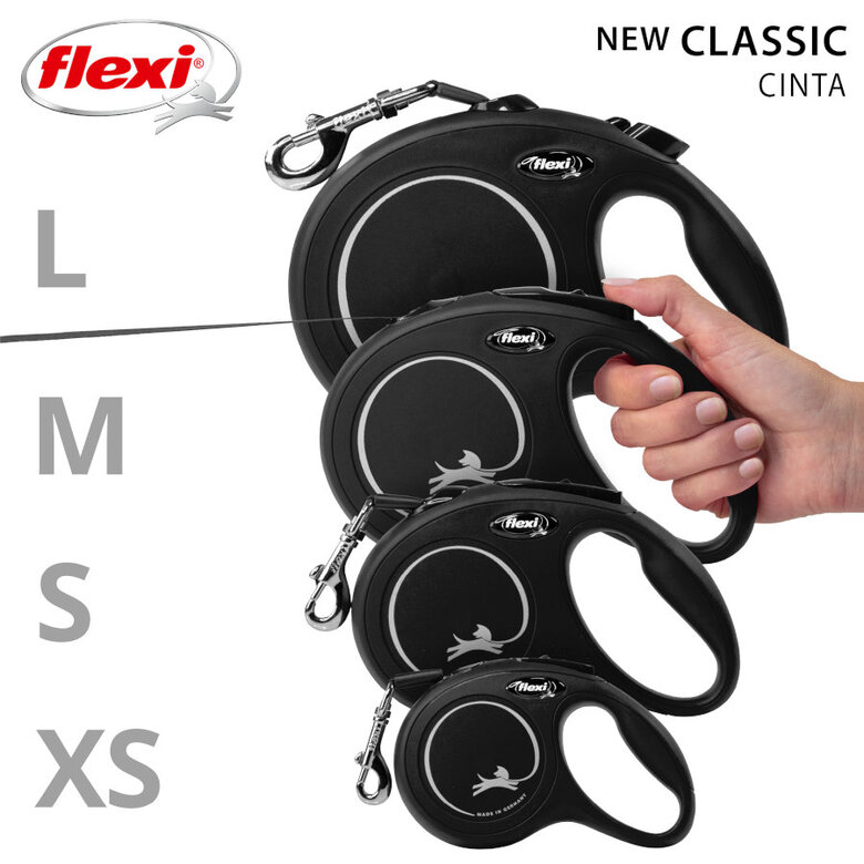 Flexi New Classic Correa Extensible Negra para perros,  Imagen numero 4 Flexi New Classic Correa Extensible Negra para perros, , large Imagen numero 4