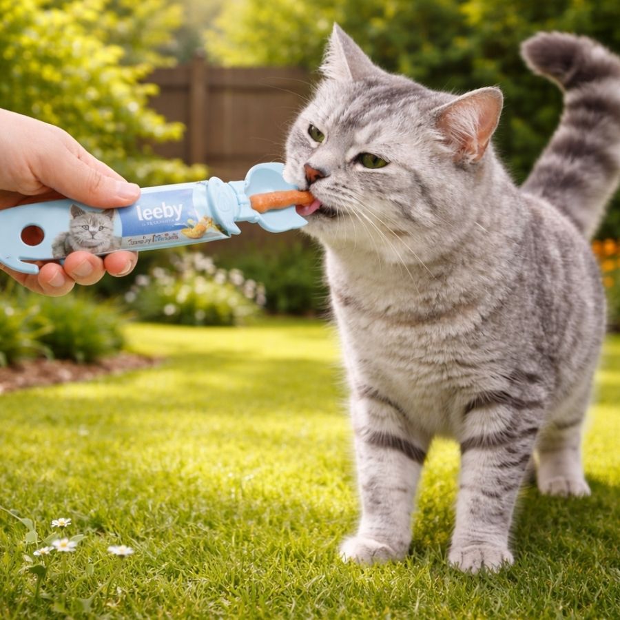Leeby Cuchara Dispensador Pasta Premio Azul para gatos, , large Imagen numero 1