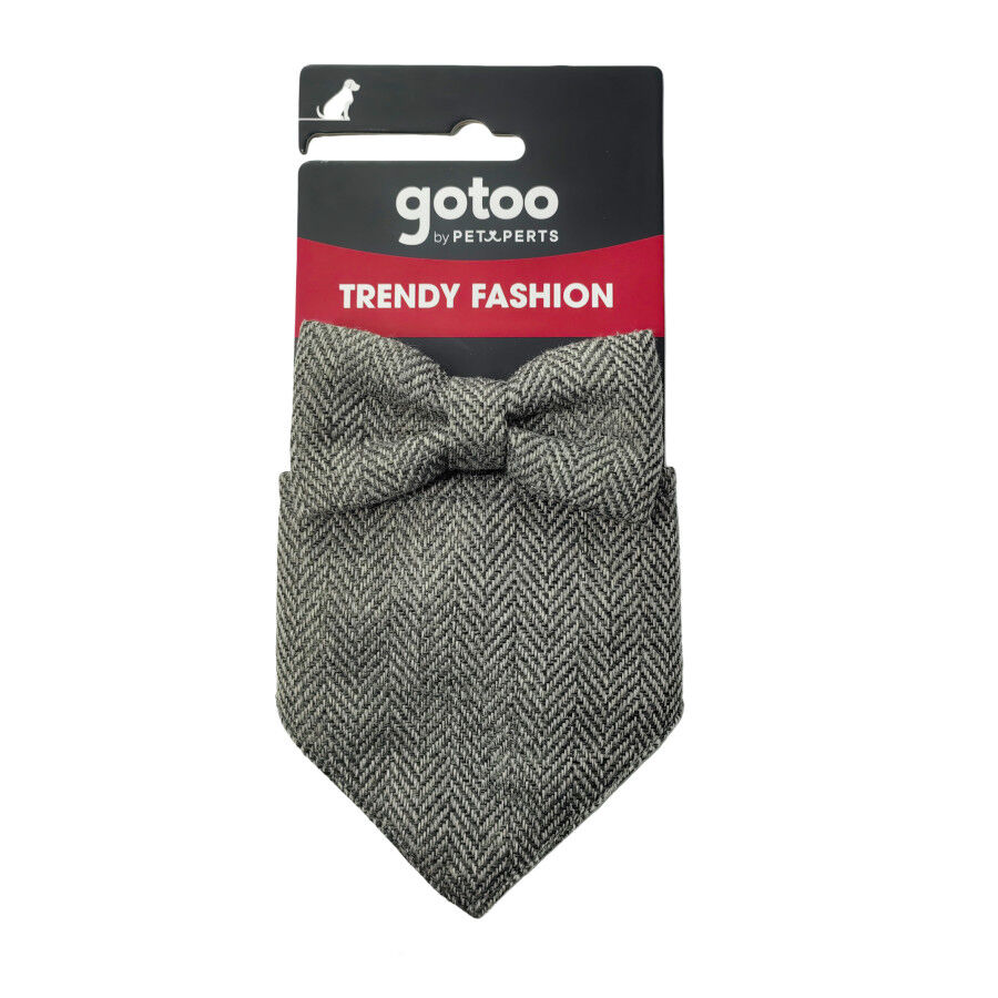 Gotoo Set Bandana y Pajarita espiga gris para perros thumbnail