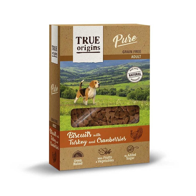 320 g True Origins Pure Adult Pavo y Arándanos galletas para perros,  Imagen numero 1 320 g True Origins Pure Adult Pavo y Arándanos galletas para perros, , large Imagen numero 1