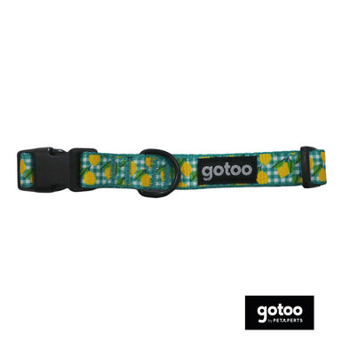 Gotoo Collar cuadro vichy amarillo para perro