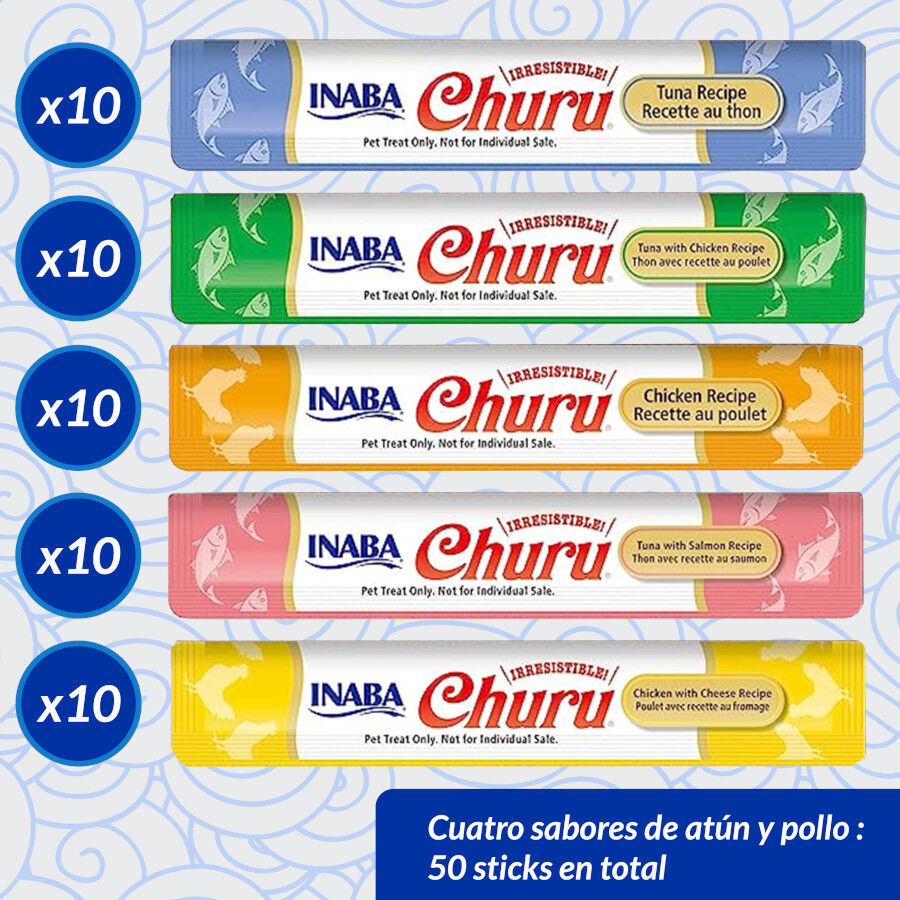 50 sobres x 14 g Churu Snack Cremoso Variedades de At&uacute;n y Pollo para gatos, , large Imagen numero 7
