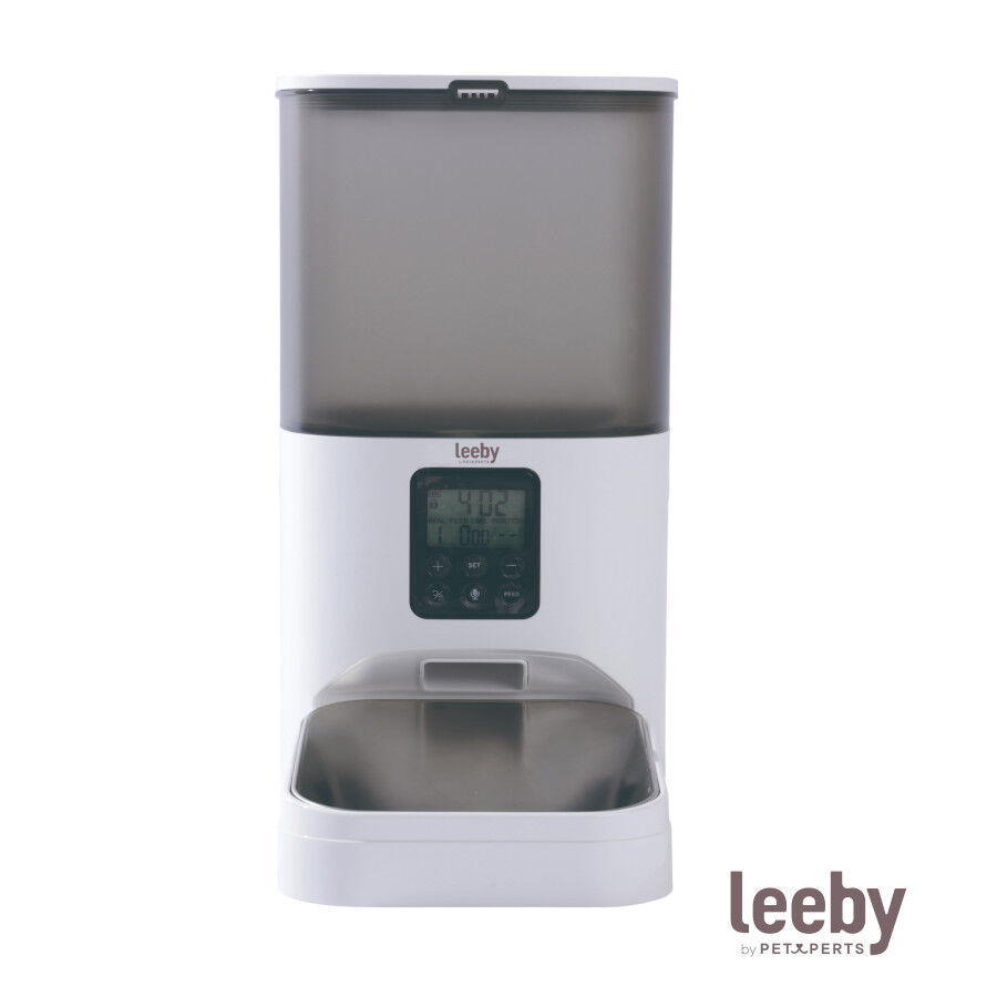 Leeby Comedero Autom&aacute;tico Programable Blanco y Gris para perros y gatos, , large Imagen numero 2
