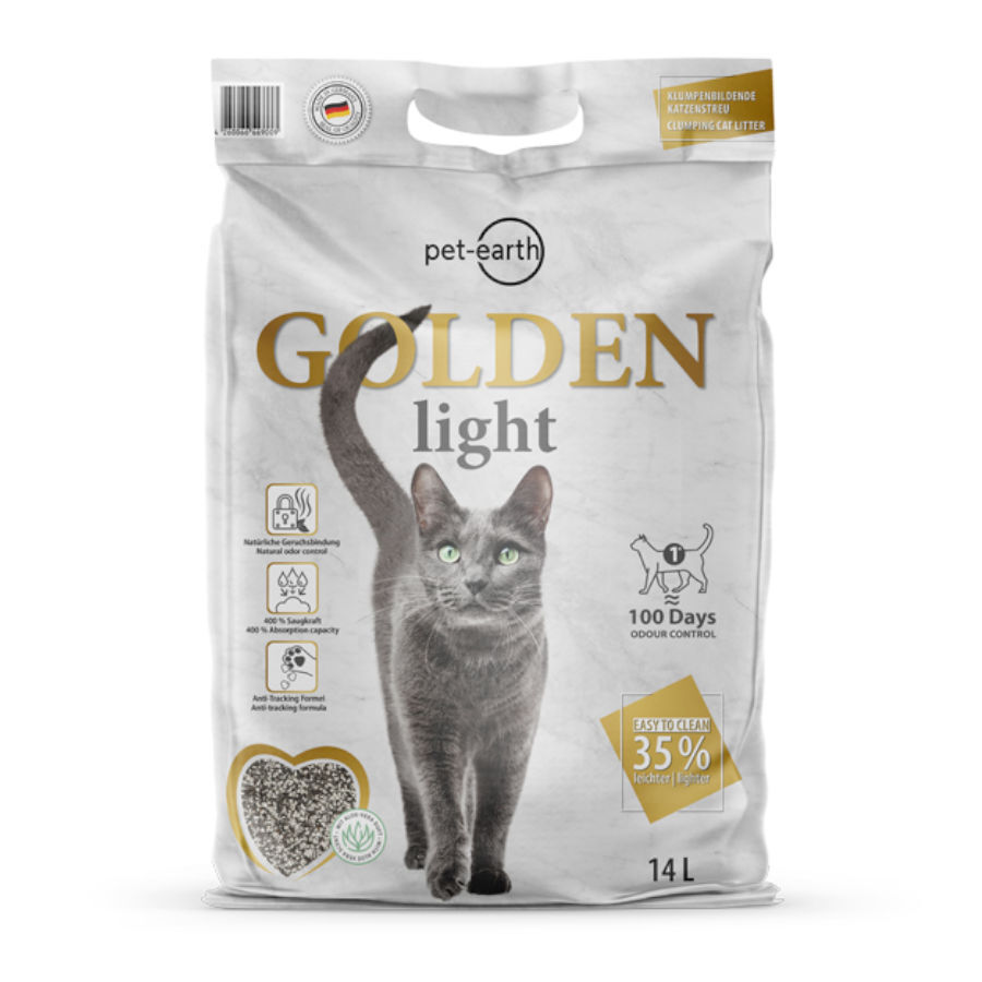 Golden Grey Light Arena Aglomerante para gatos
