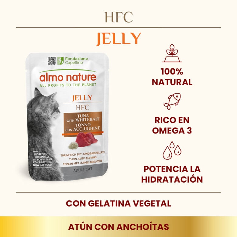 55 g Almo Nature HFC Atún con Pescado Blanco en Gelatina sobre para gatos,  Imagen numero 2 55 g Almo Nature HFC Atún con Pescado Blanco en Gelatina sobre para gatos, , large Imagen numero 2