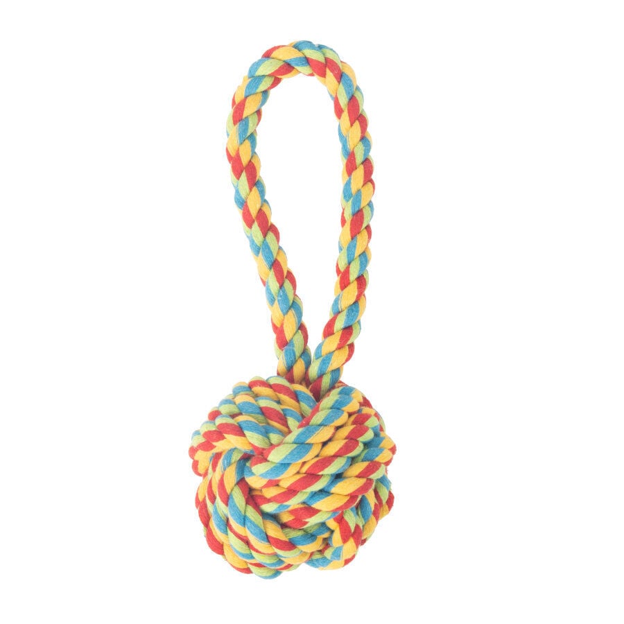 Tootoy! Pull Handle Rope Ball Multicolor pelota de cuerda con asa para perros, , large Imagen numero 1