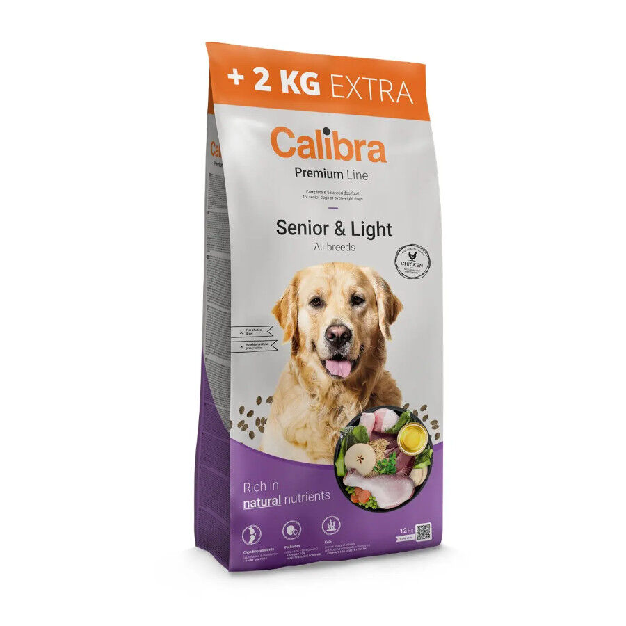 14 kg (12 + 2 kg &iexcl;gratis!) Calibra Premium Line Senior & Light Pienso Pollo para perros seniors, , large Imagen numero 1