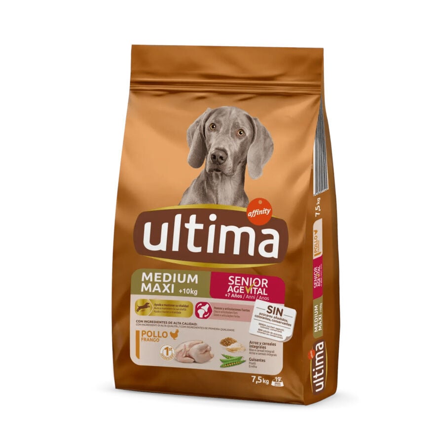 7.5 kg Affinity Ultima Senior Medium/Maxi Pollo pienso para perros, , large Imagen numero 1