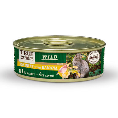 True Origins Wild Adult Conejo y Banana lata para gatos