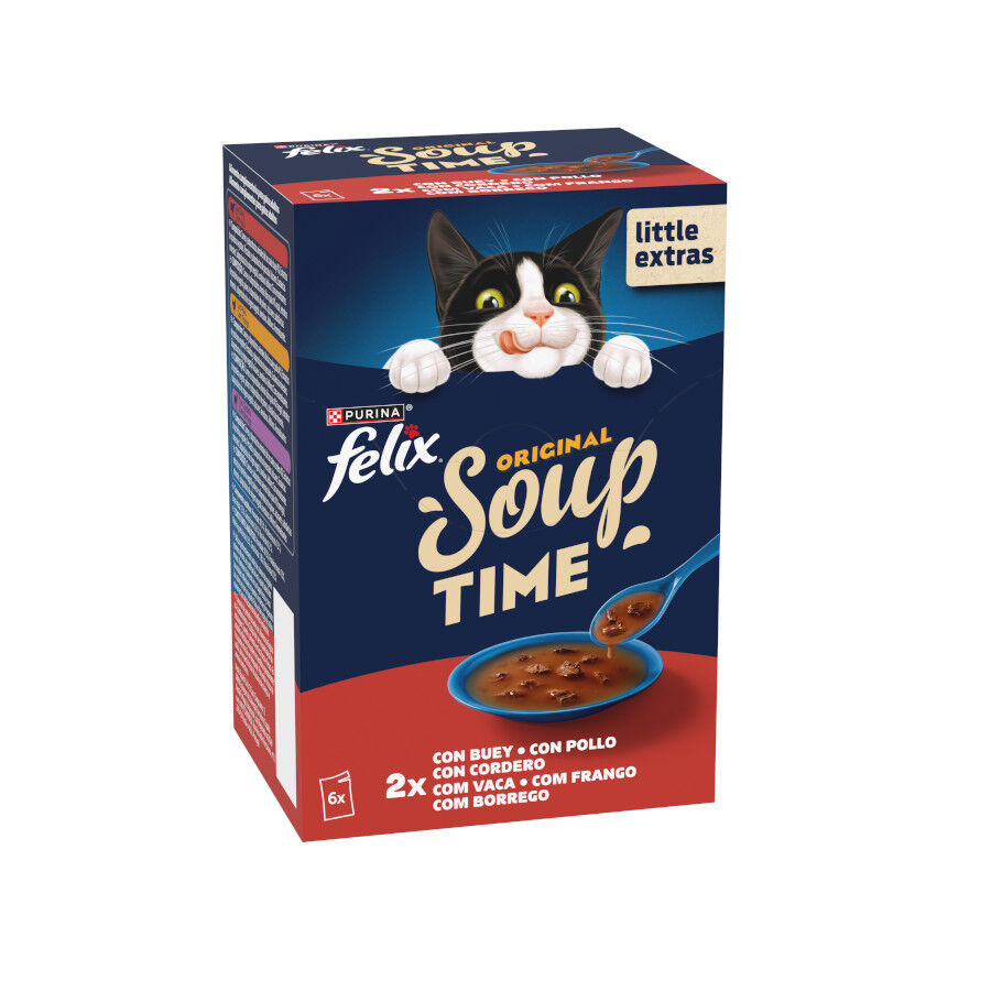 6 x 48 g Felix Cat Sopa de Buey, Pollo y Cordero para gatos, , large Imagen numero 3