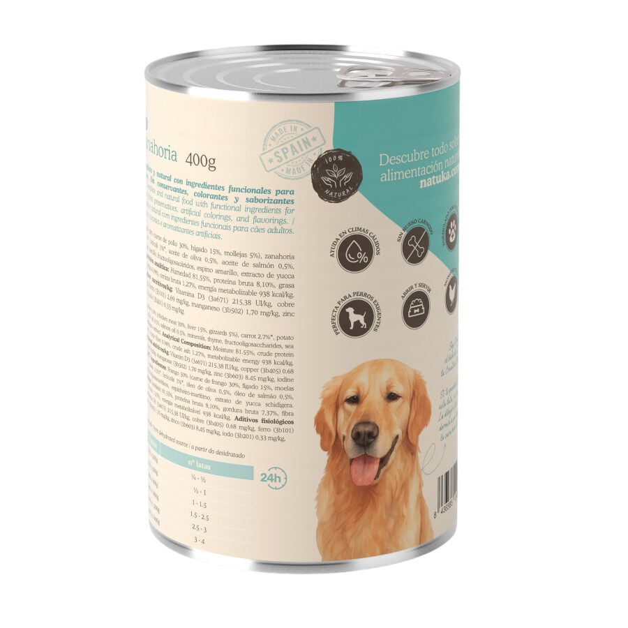 Natuka Comida H&uacute;meda Lata Pollo y Zanahorias para perros, , large Imagen numero 2