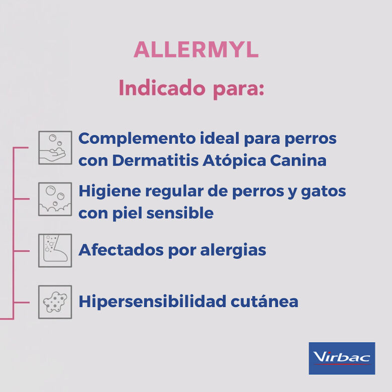 Virbac Allermyl Champú dermatológico para piel sensible de perros y gatos thumbnail