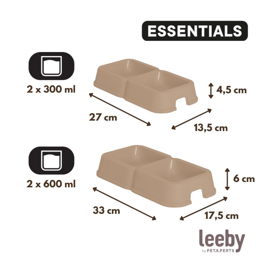 Leeby Comedero Doble Cuadrado Taupe para perros, , large Imagen numero 4