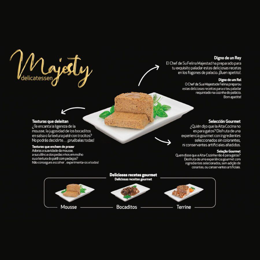 Majesty Adult Mousse de Pescado lata para gatos- Pack thumbnail