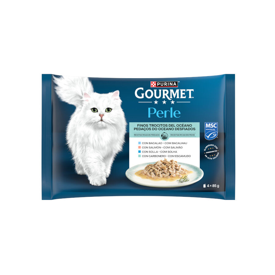4 sobres x 85 g Gourmet Perle Finos Trocitos del Oc&eacute;ano en salsa sobre para gatos, , large Imagen numero 1