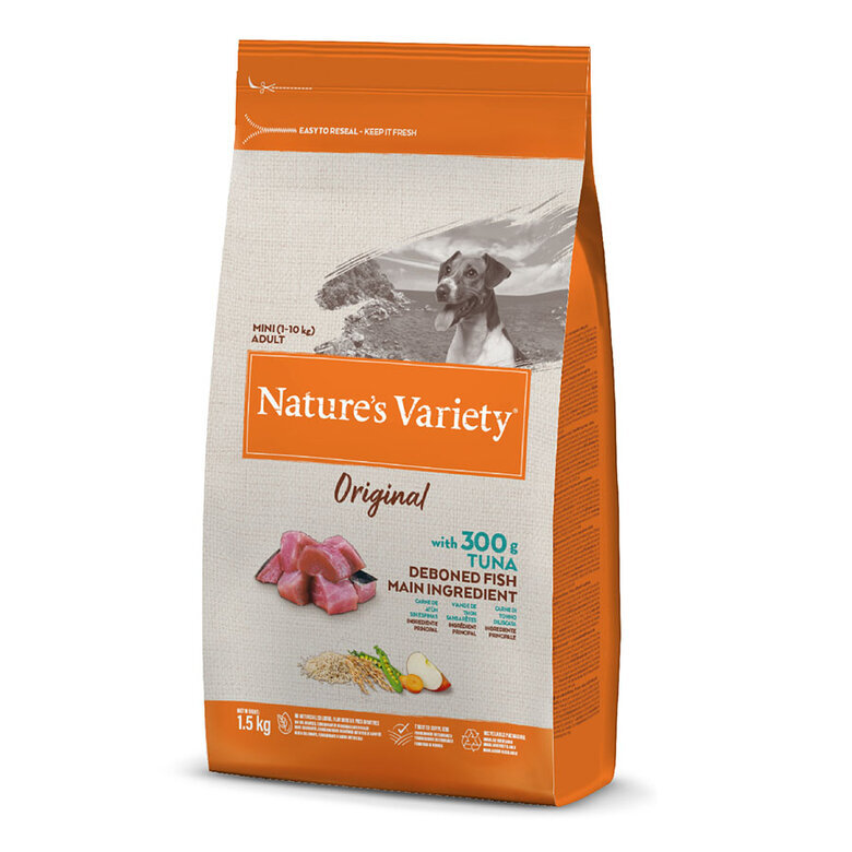 1.5 kg Nature's Variety Original Adult Mini Atún pienso para perros,  Imagen numero 1 1.5 kg Nature's Variety Original Adult Mini Atún pienso para perros, , large Imagen numero 1
