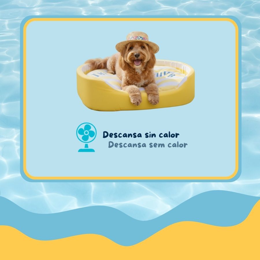 Summer Vibes Cama Refrescante Rayas Amarillo para perros, , large Imagen numero 3