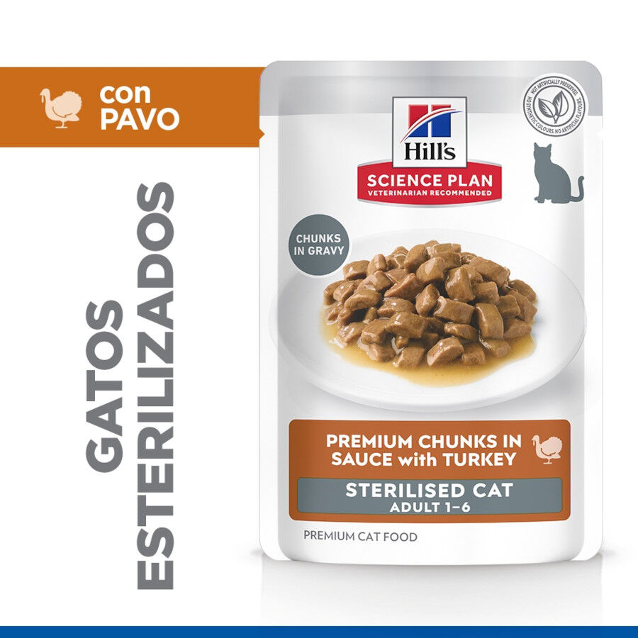 85 g Hill's Science Plan Sterilised Young Adult Pavo Sobre en Salsa para gatos, , large Imagen numero 3