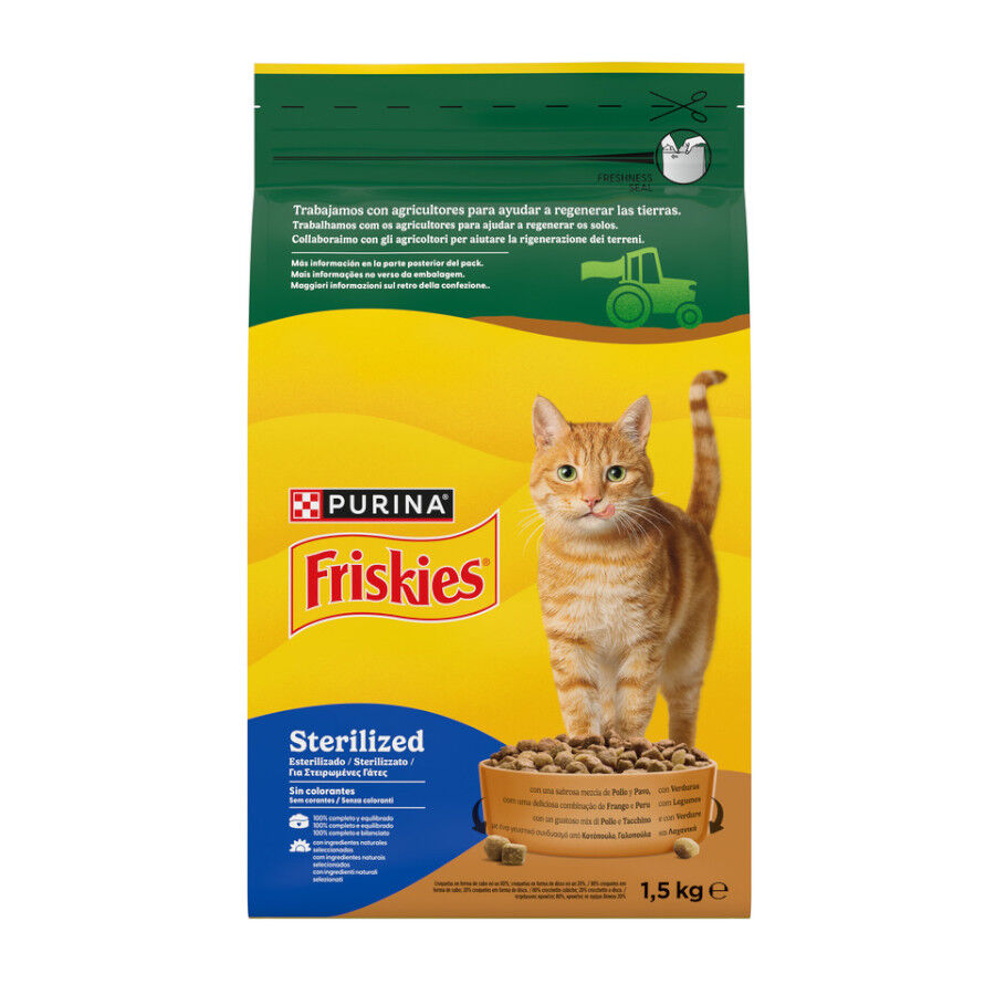 1.5 kg Friskies Sterilized Pollo y Pavo con Verduras pienso para gatos, , large Imagen numero 1