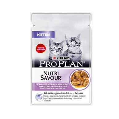 Pack 26 x 85 gr Purina Pro Plan NutriSavour Feline Junior sobre pavo en salsa