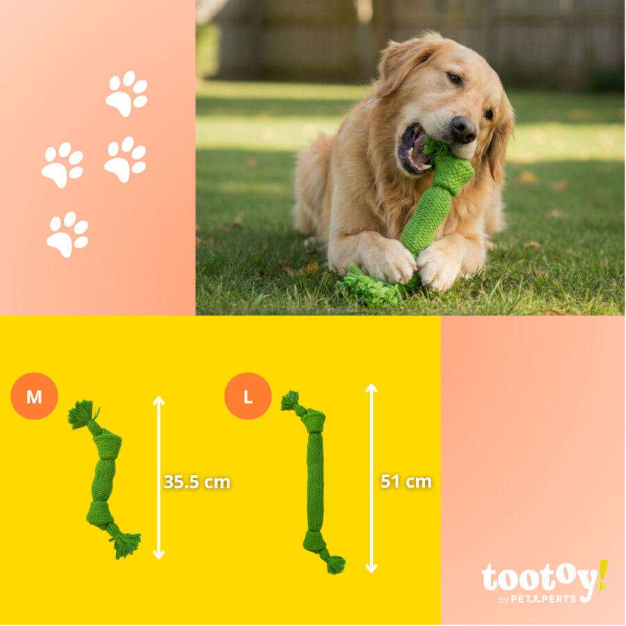 Tootoy! Hueso Mordedor de Cuerda Verde para perros, , large Imagen numero 5