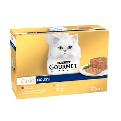 Gourmet Gold Mousse de Carnes latas para gatos – Pack 8