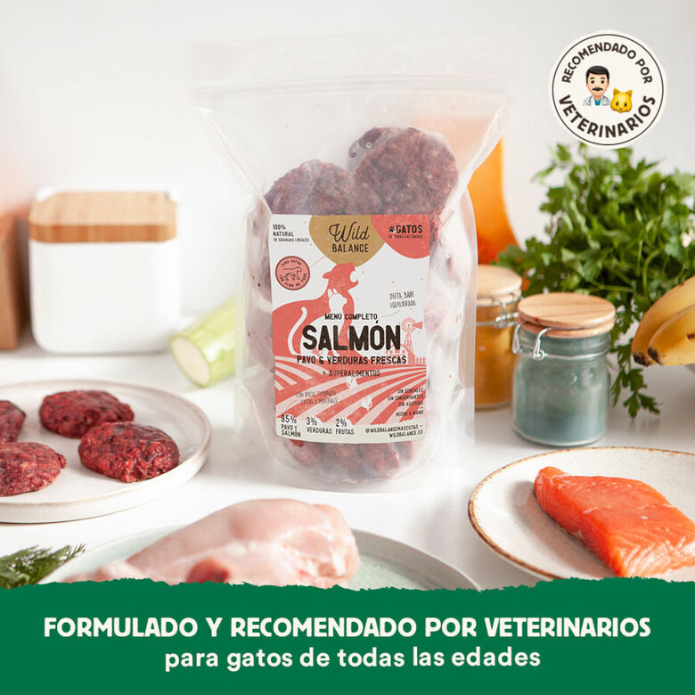 Wild Balance Menú Barf salmón pavo y verduras comida congelada para gatos thumbnail
